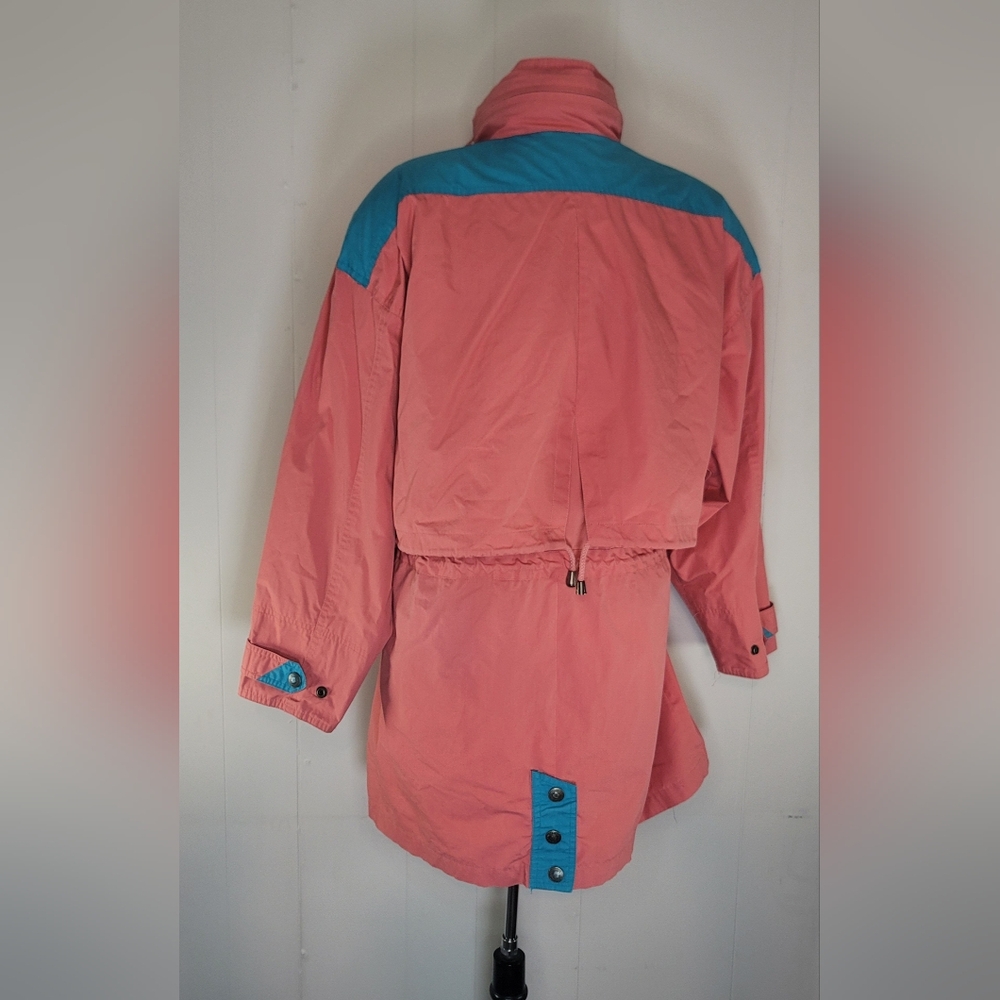 Vintage 80's JL Colebrook Coral Turquoise and Yellow Jacket Size Medium - Picture 4 of 11